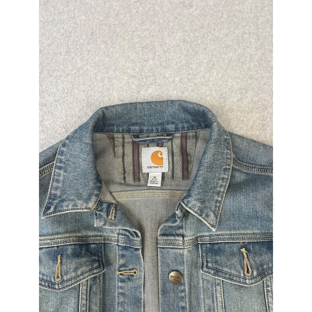 Carhartt Benson Denim Jacket Womens M Blanket Lined Button Up Rugged Flex - Picture 5 of 14